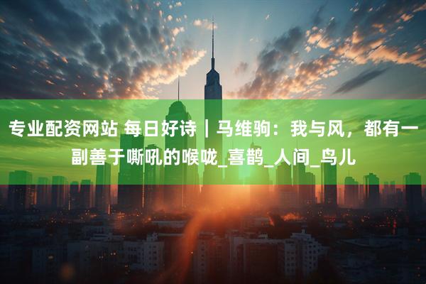 专业配资网站 每日好诗｜马维驹：我与风，都有一副善于嘶吼的喉咙_喜鹊_人间_鸟儿